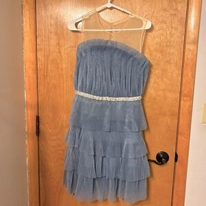Tulle Tiered Mini Dress with Jeweled Belt
